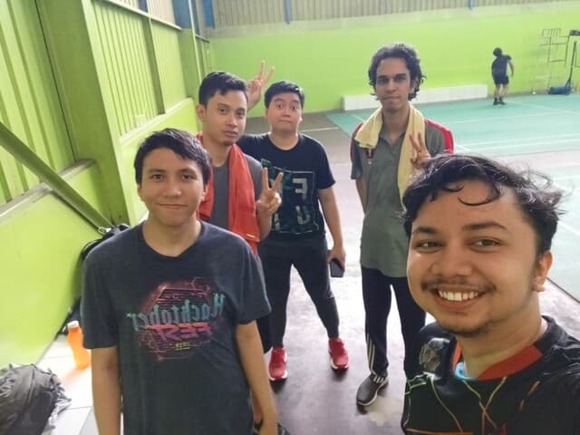 My friends and I after we played some badminton!